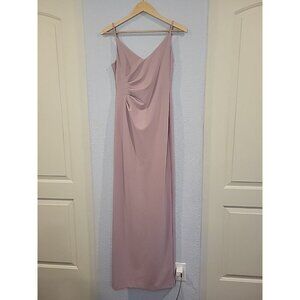 DB Studio V-Neck Draped Jersey Back Slit Maxi Dress‎ Dusty Rose Size 2